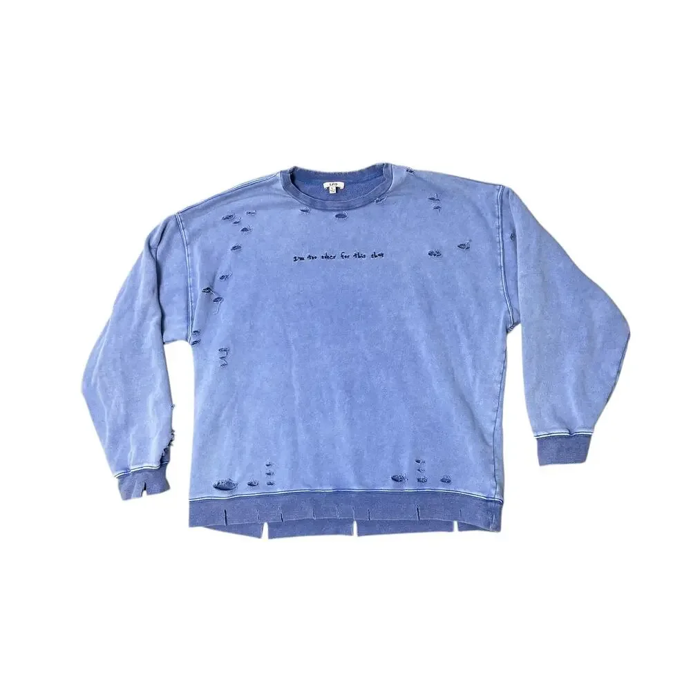 LFD “I’m Too Sober For This” Distressed Thrashed Sweater Size Large Grunge Comfy